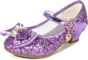 YING LAN Girl's Princess Cosplay Performance Shoes Sequins Wedding Party Dress Shoes Low Heeled Mary Jane