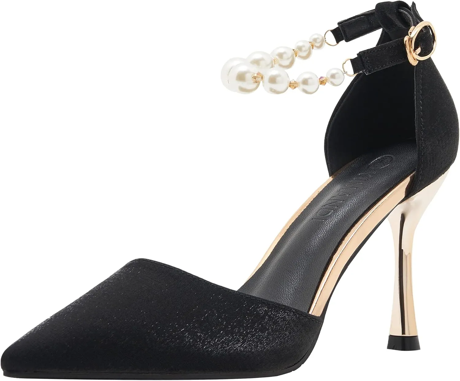 YooPrettyz Women D’Orsay Sexy High Heels Evening Bridal Shoes with Pearls Ankle Strap Formal Wedding Pump