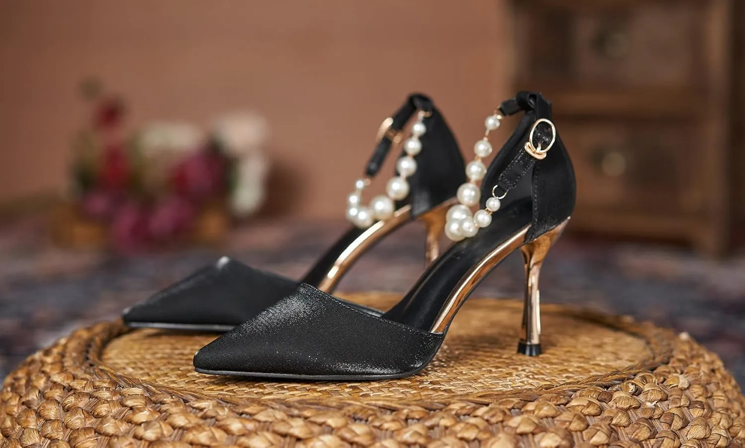 YooPrettyz Women D’Orsay Sexy High Heels Evening Bridal Shoes with Pearls Ankle Strap Formal Wedding Pump