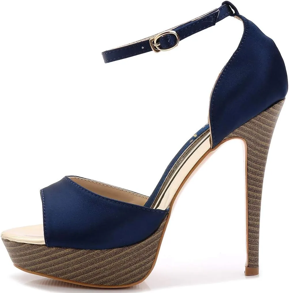 YooPrettyz Women Peep Toe Dress High Heel Ankle Strap Prom Shoes Wedding Platform Pumps