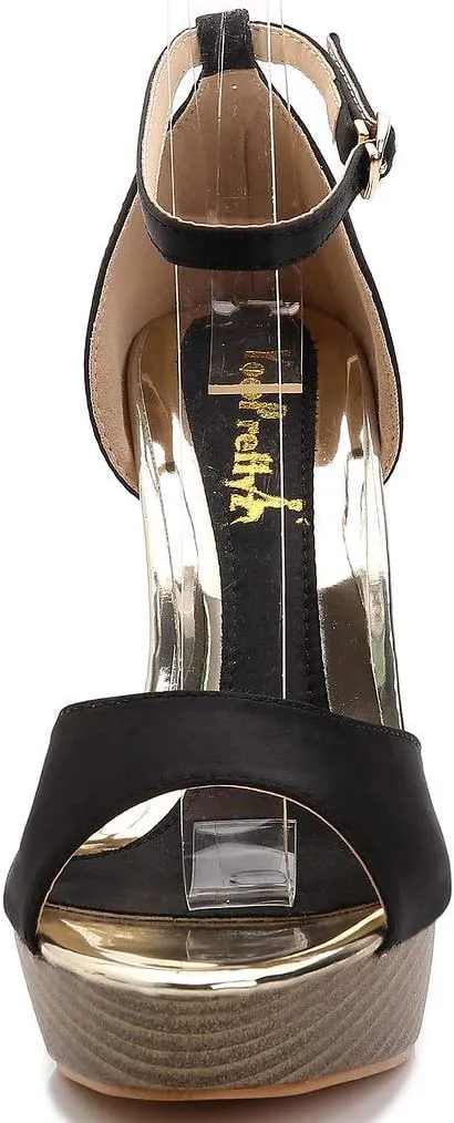 YooPrettyz Women Peep Toe Dress High Heel Ankle Strap Prom Shoes Wedding Platform Pumps