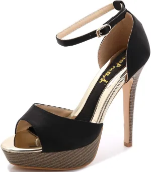 YooPrettyz Women Peep Toe Dress High Heel Ankle Strap Prom Shoes Wedding Platform Pumps