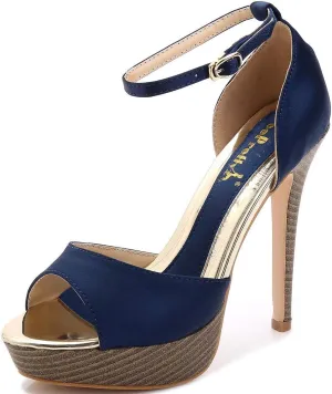 YooPrettyz Women Peep Toe Dress High Heel Ankle Strap Prom Shoes Wedding Platform Pumps