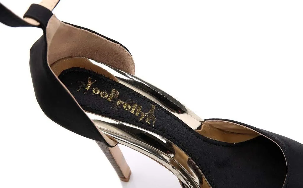 YooPrettyz Women Peep Toe Dress High Heel Ankle Strap Prom Shoes Wedding Platform Pumps
