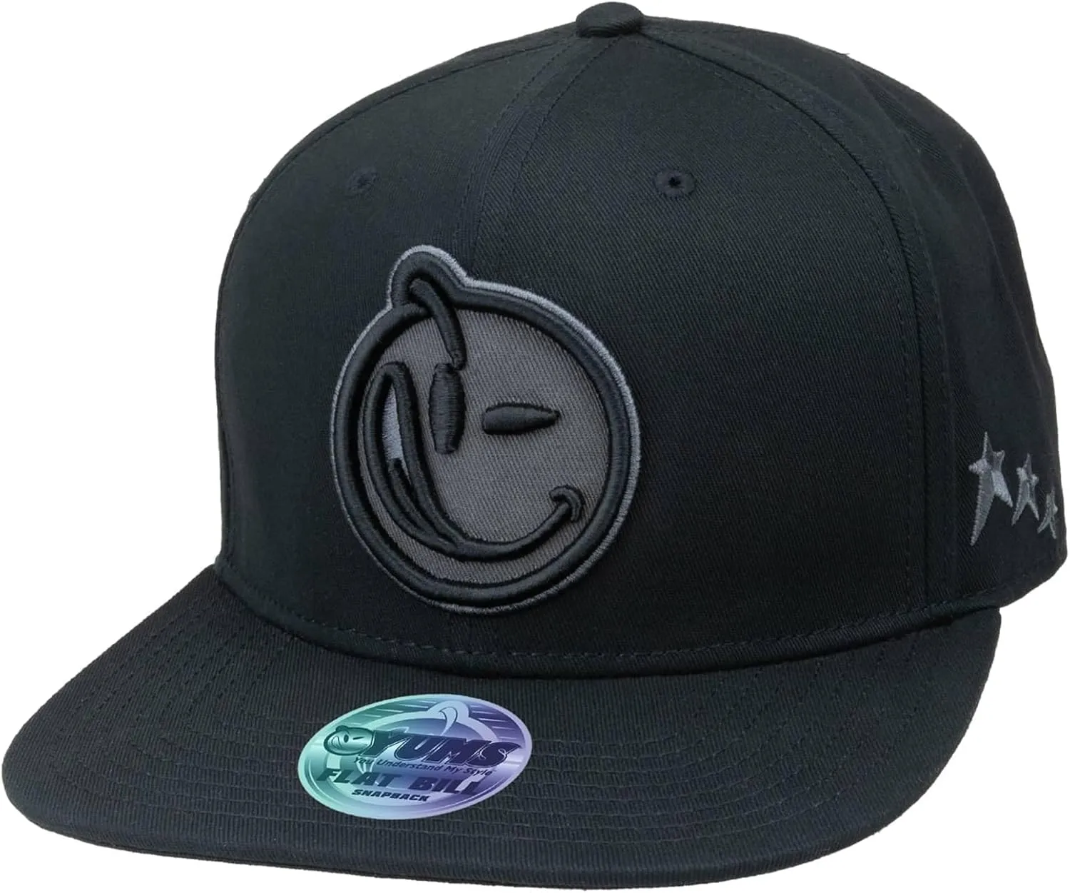 YUMS Classic Black Tonal Flat Bill Snapback in Black and Gray