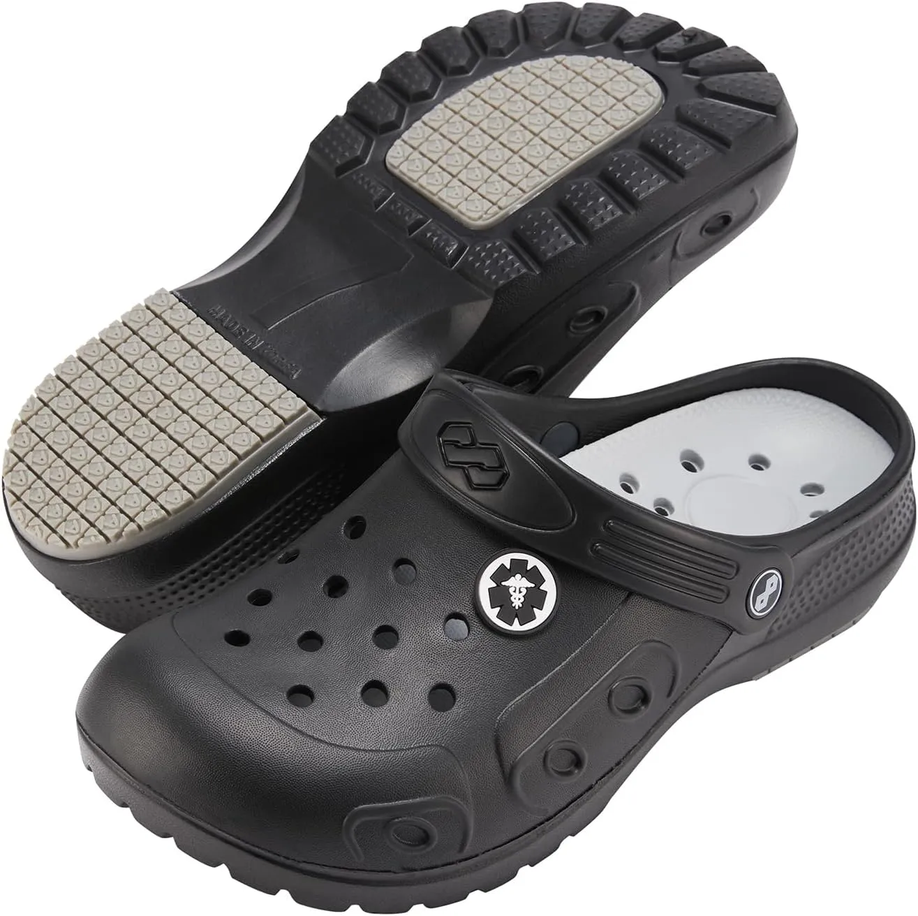 YUNGPRIME Women's Black Solid Clogs - Work (Indoor) - Adults - Flat Heel - Adjustable Strap - Waterproof